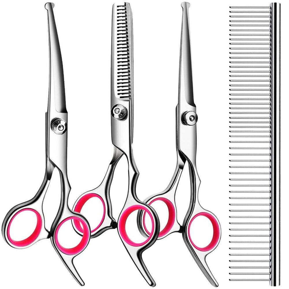 Professional Pet Grooming Scissors Kit Titanium Coated Stainless Steel Round